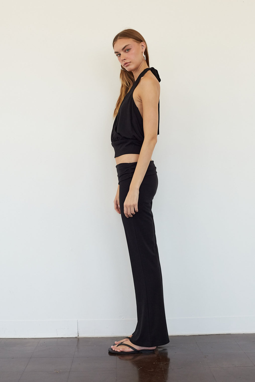 Mid-Rise Foldover Flare Pants