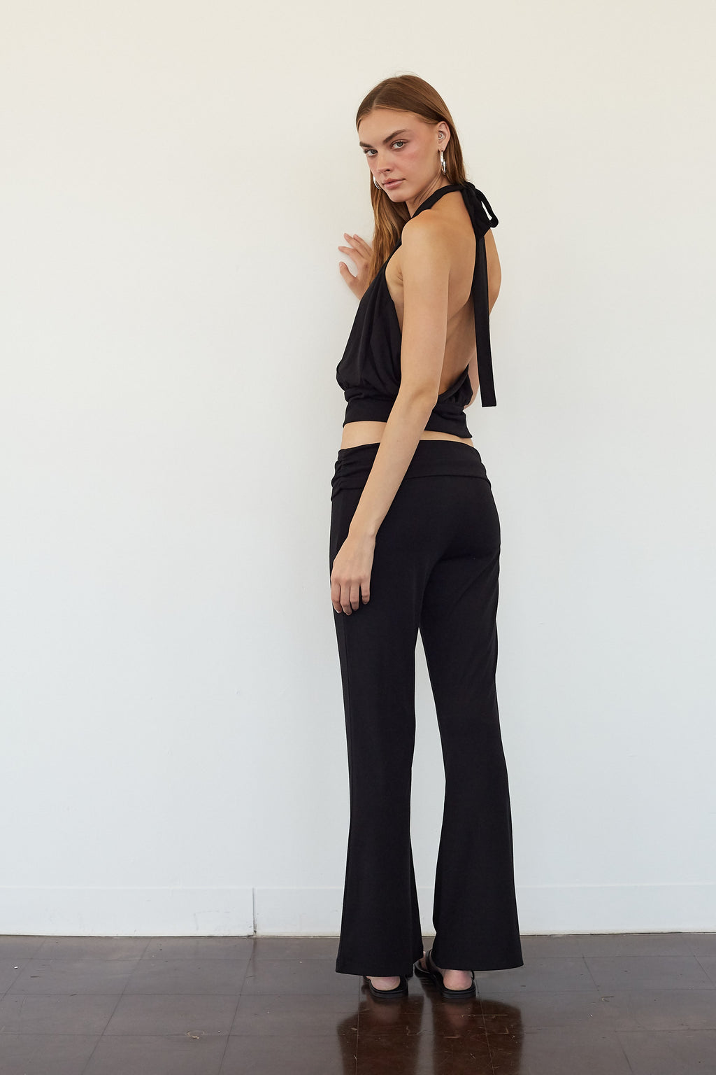 Mid-Rise Foldover Flare Pants