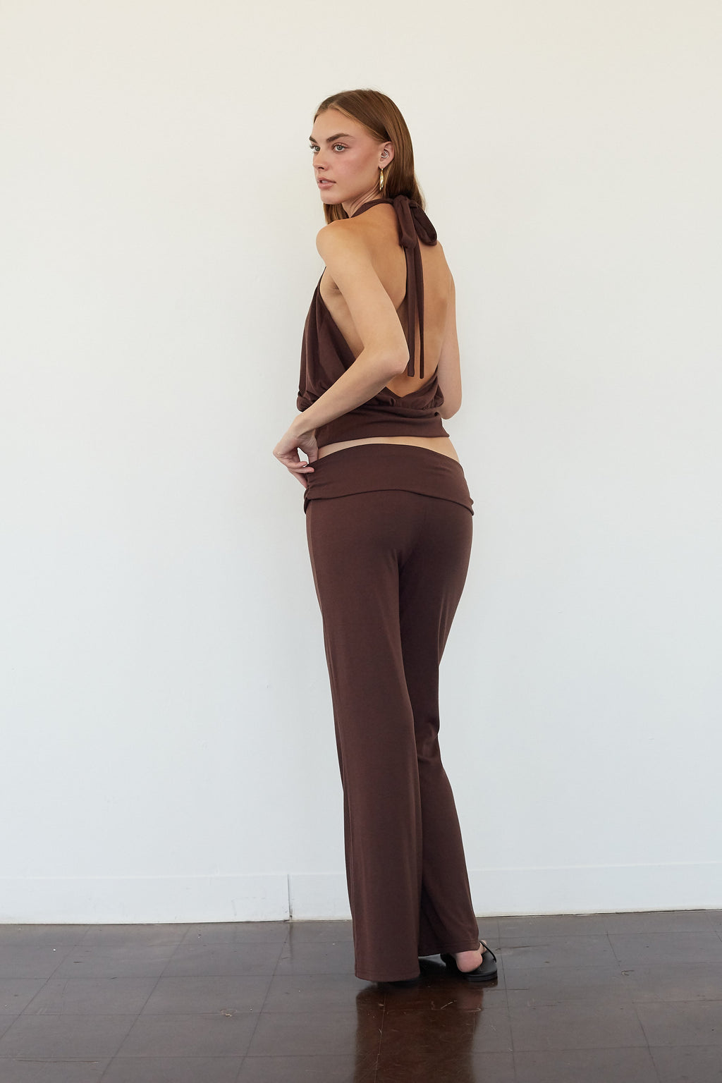 Mid-Rise Foldover Flare Pants