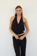 Deep V Halter Open Back Top