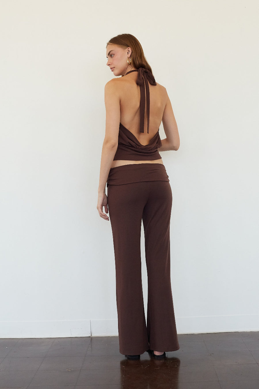 Deep V Halter Open Back Top
