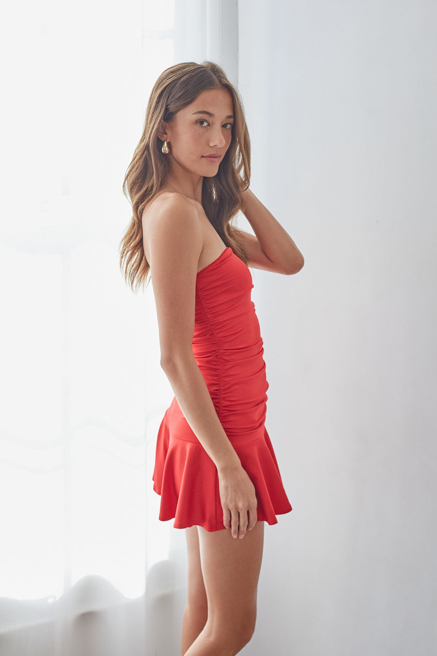 Strapless Ruched Bodycon Mini