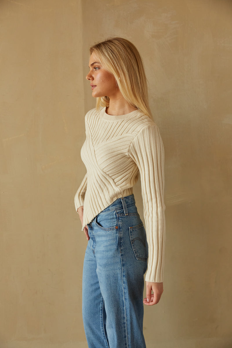 Ribbed Cropped Knit Sweater