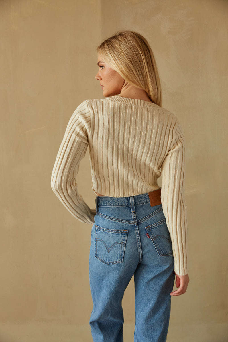 Ribbed Cropped Knit Sweater