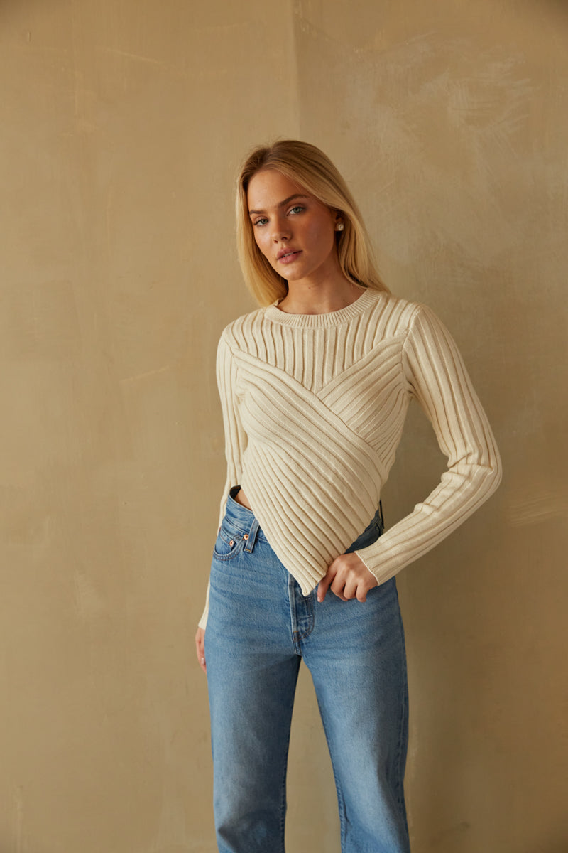 Ribbed Cropped Knit Sweater