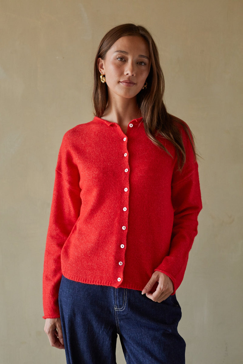 Crew Neck Soft Cardigan