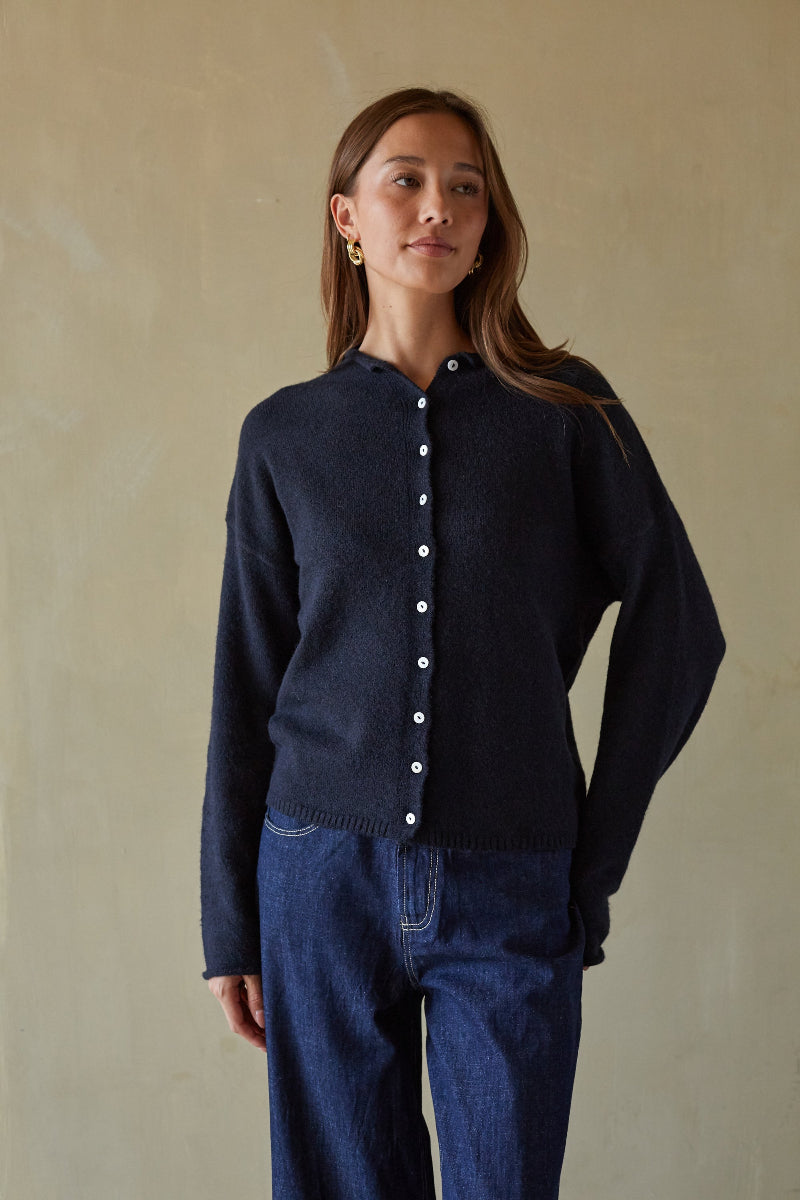 Crew Neck Soft Cardigan