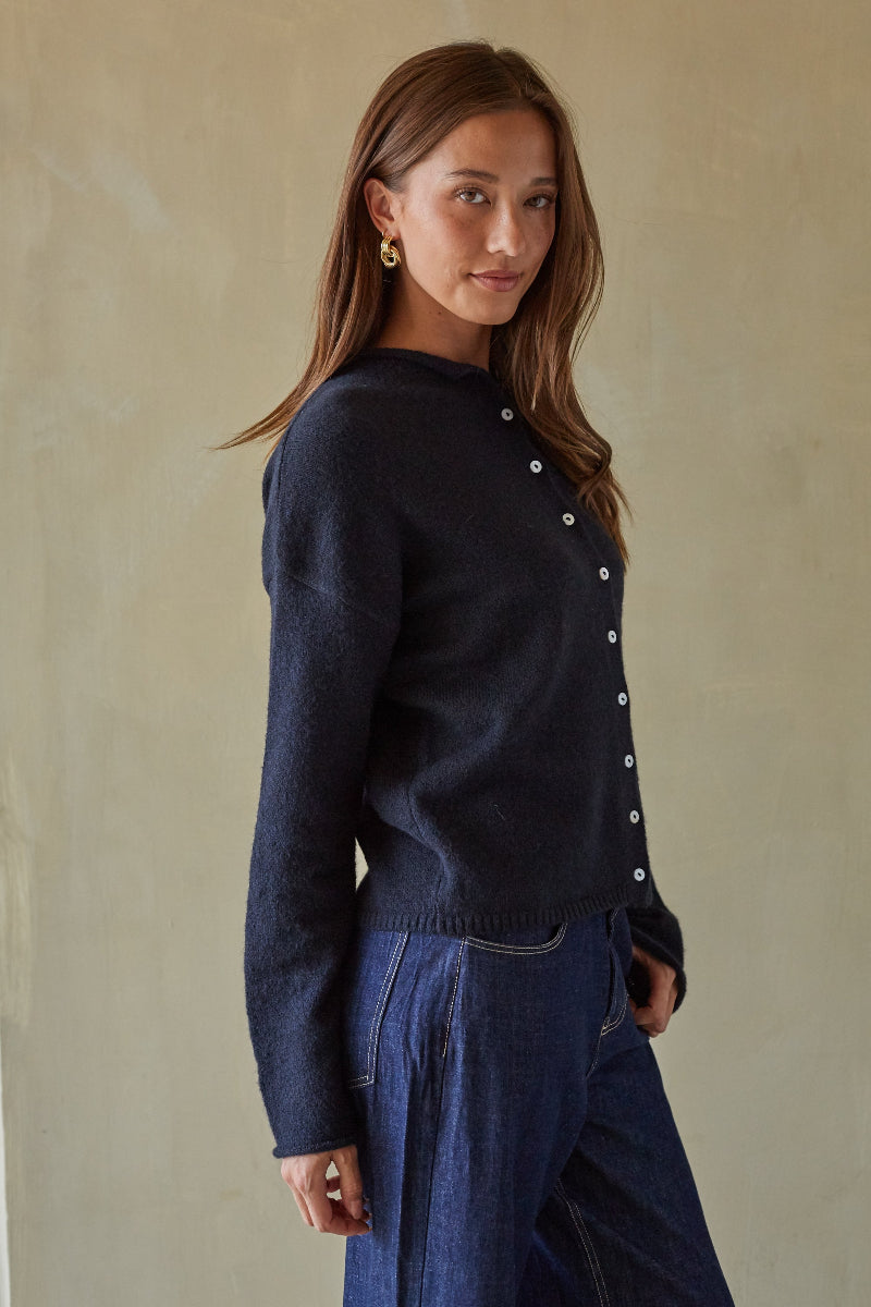 Crew Neck Soft Cardigan