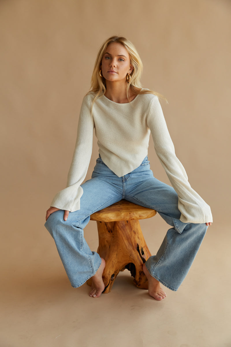 Scoop-Neck Open-Back Cotton Top