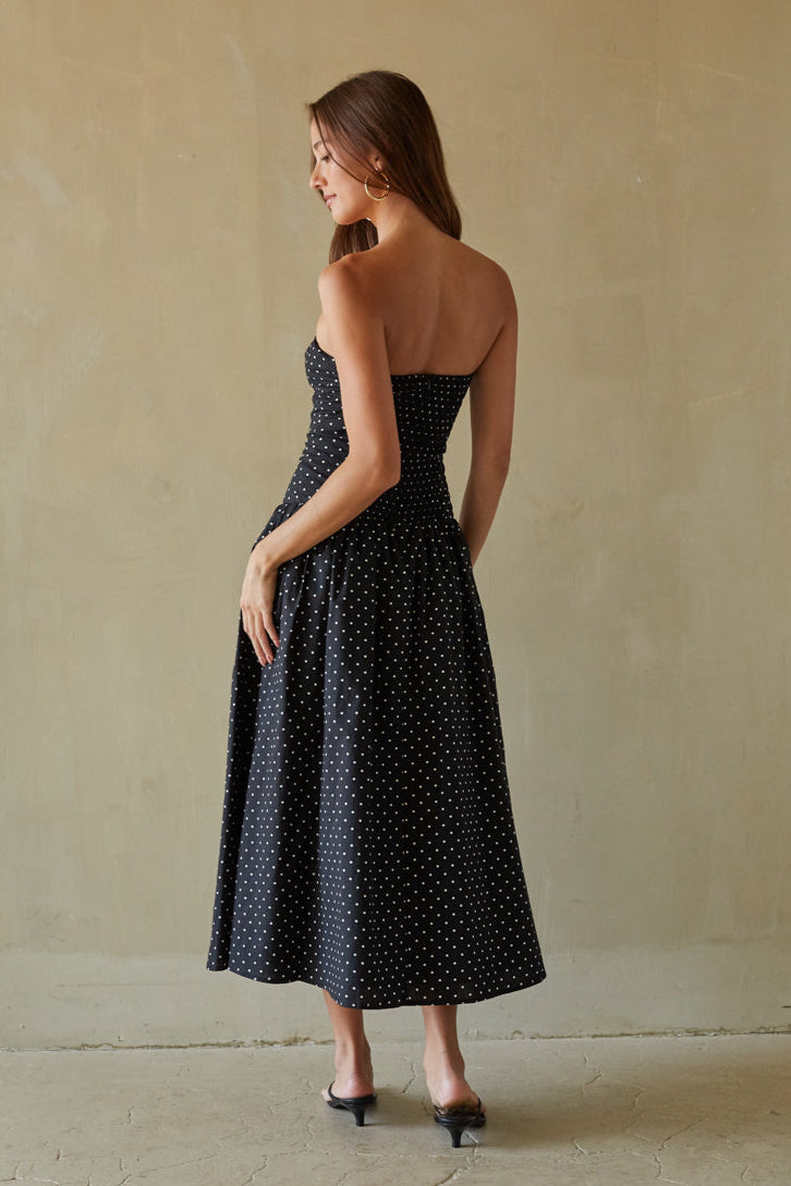 Cotton Polka Dot Smocked Midi