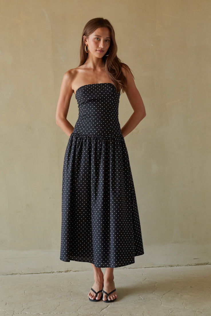 Cotton Polka Dot Smocked Midi