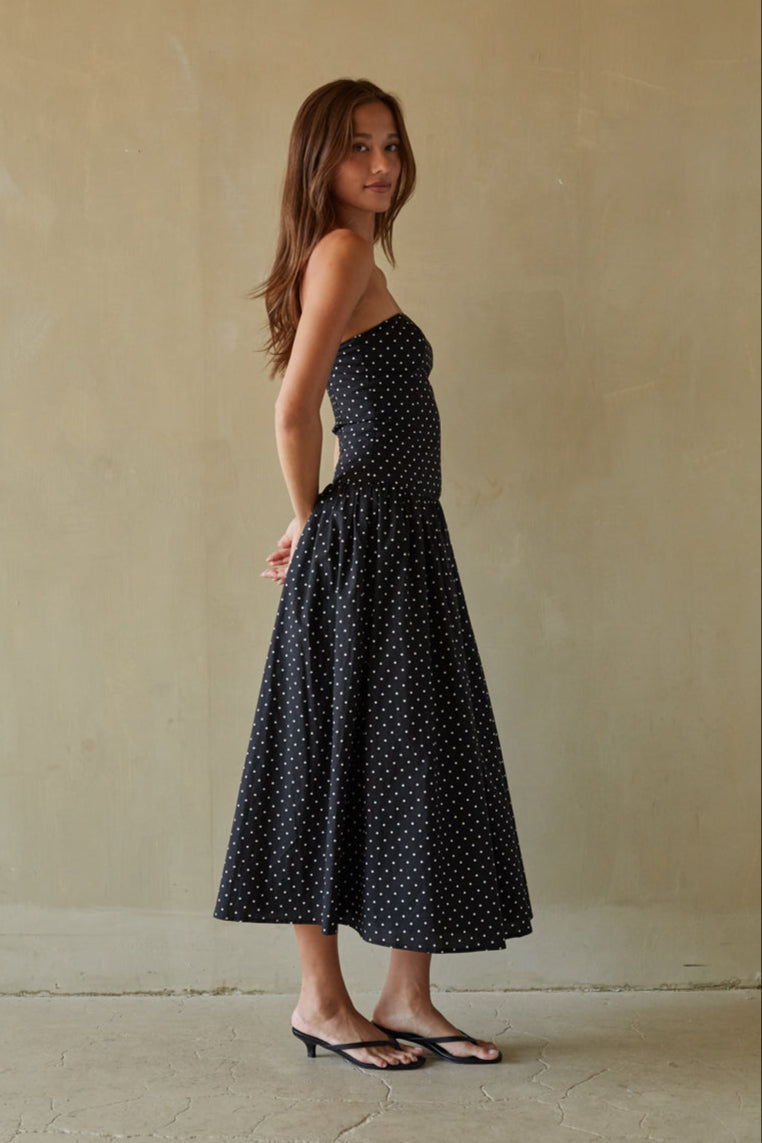 Cotton Polka Dot Smocked Midi