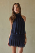 High-Neck Mesh Tie Mini