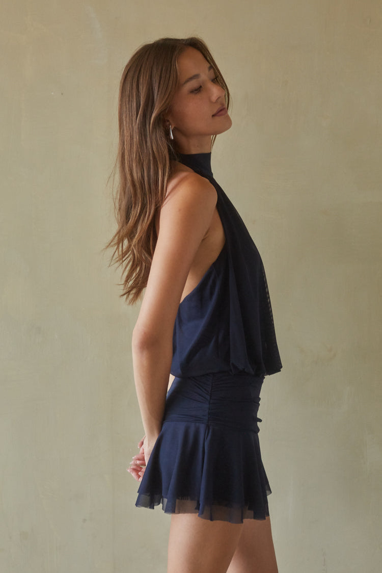 High-Neck Mesh Tie Mini