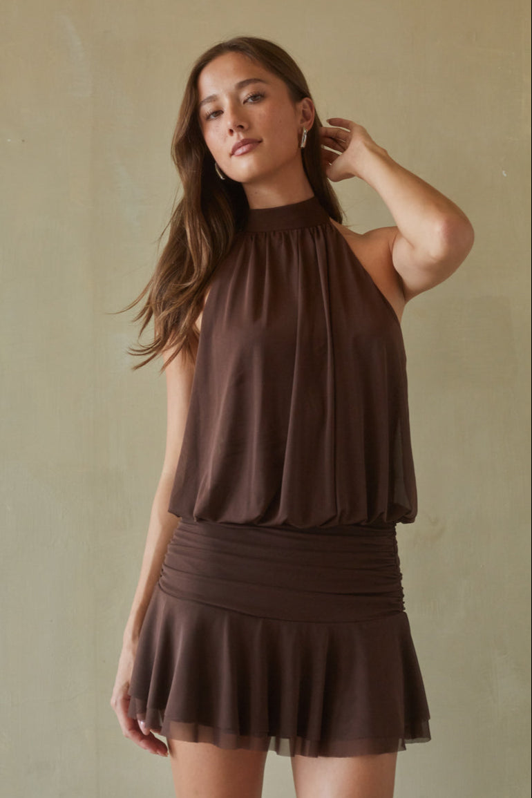High-Neck Mesh Tie Mini