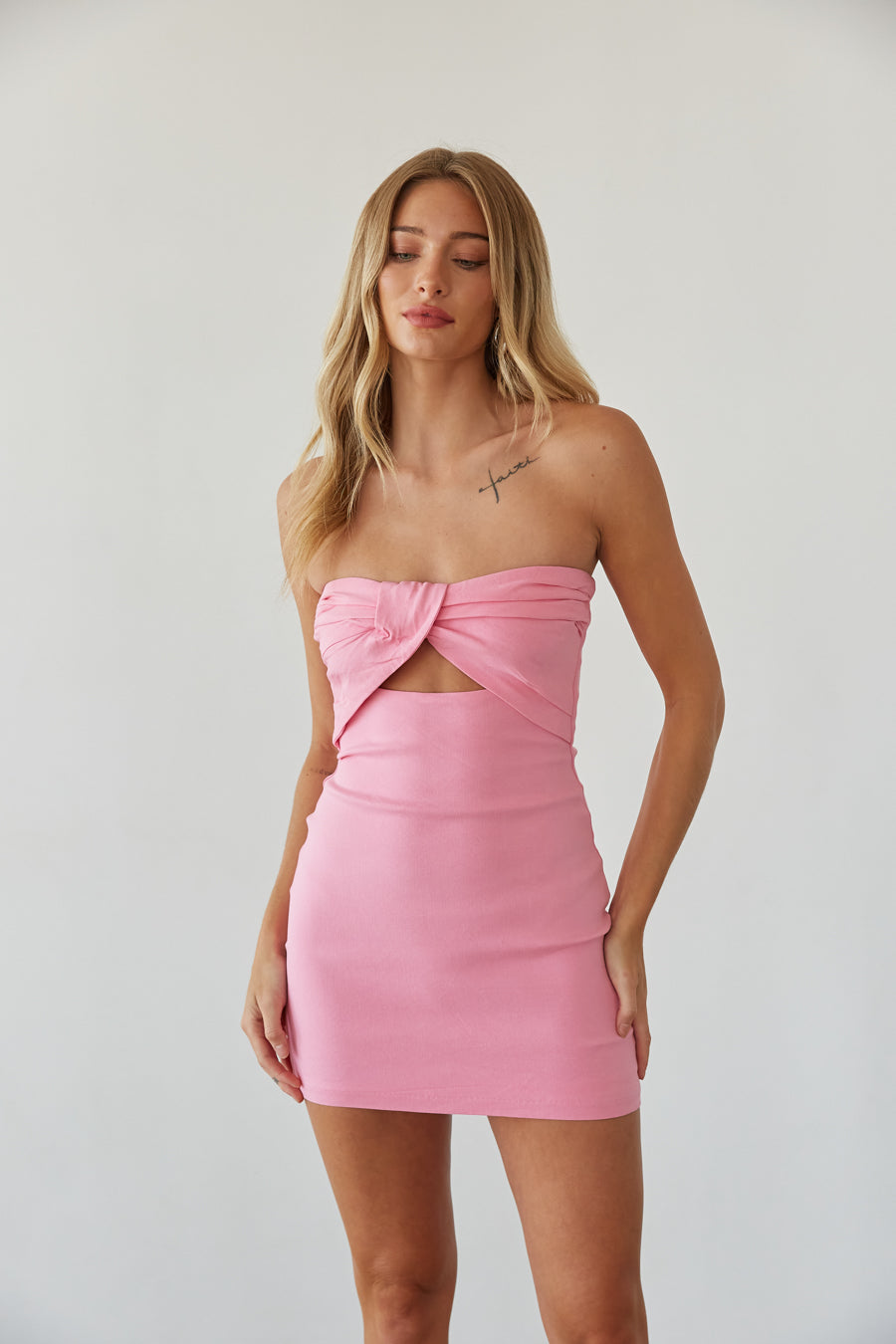 Rose Hidden-Zip Bodycon Mini