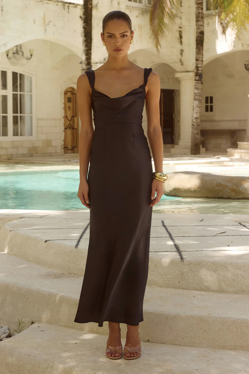 Baby Pink Drape Non-Stretch Maxi