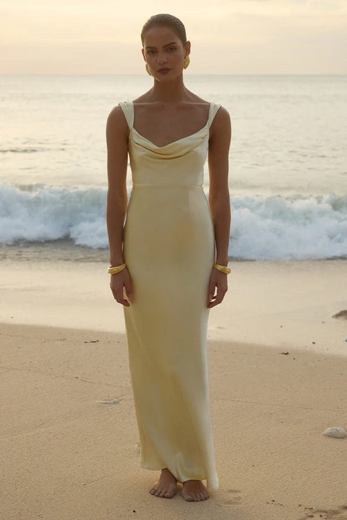 Baby Pink Drape Non-Stretch Maxi