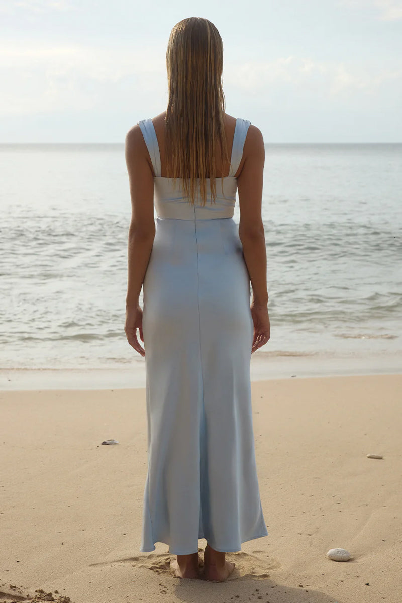 Baby Pink Drape Non-Stretch Maxi
