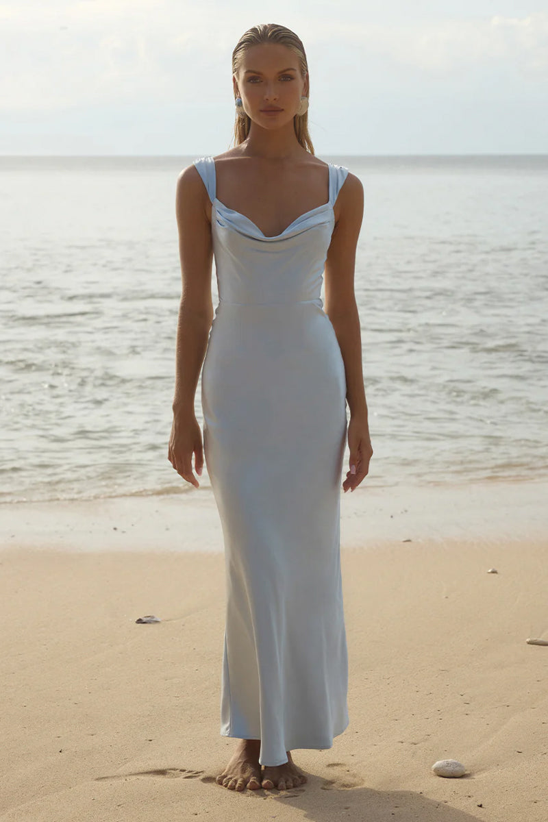 Baby Pink Drape Non-Stretch Maxi
