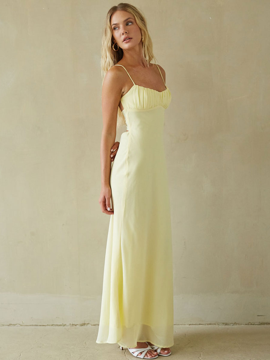 Spaghetti Strap Draped Twist Maxi