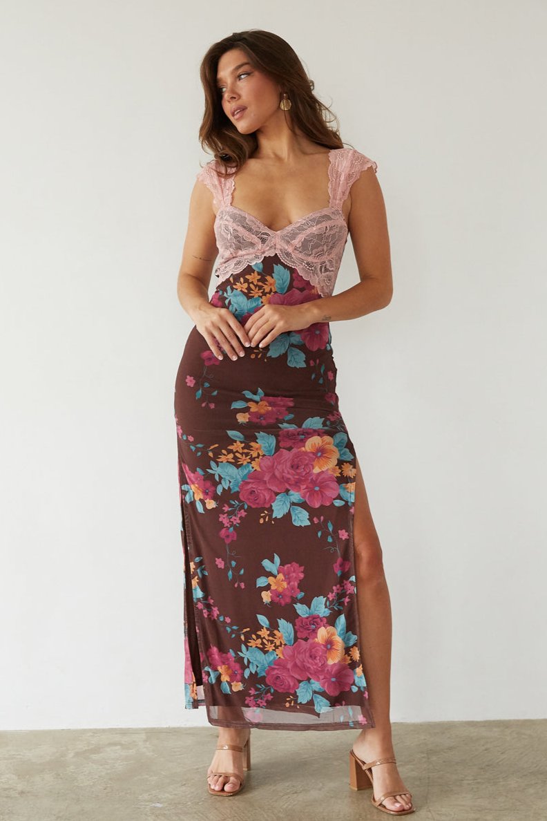 Fully-Lined Lace-Bust Maxi