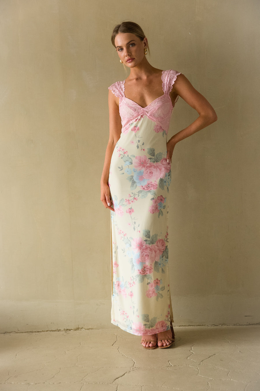 Fully-Lined Lace-Bust Maxi