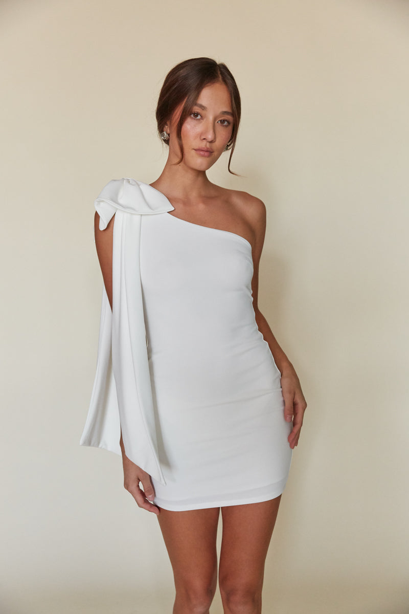 One-Shoulder Bow Bodycon Mini