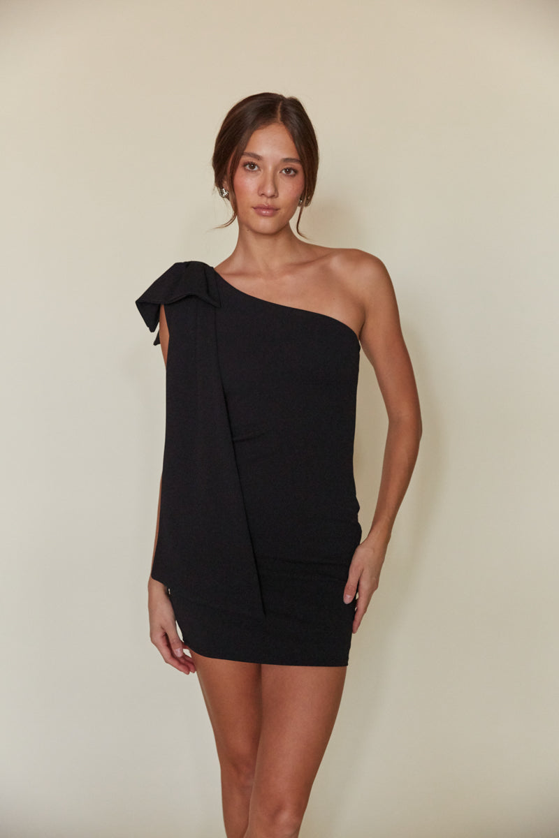 One-Shoulder Bow Bodycon Mini