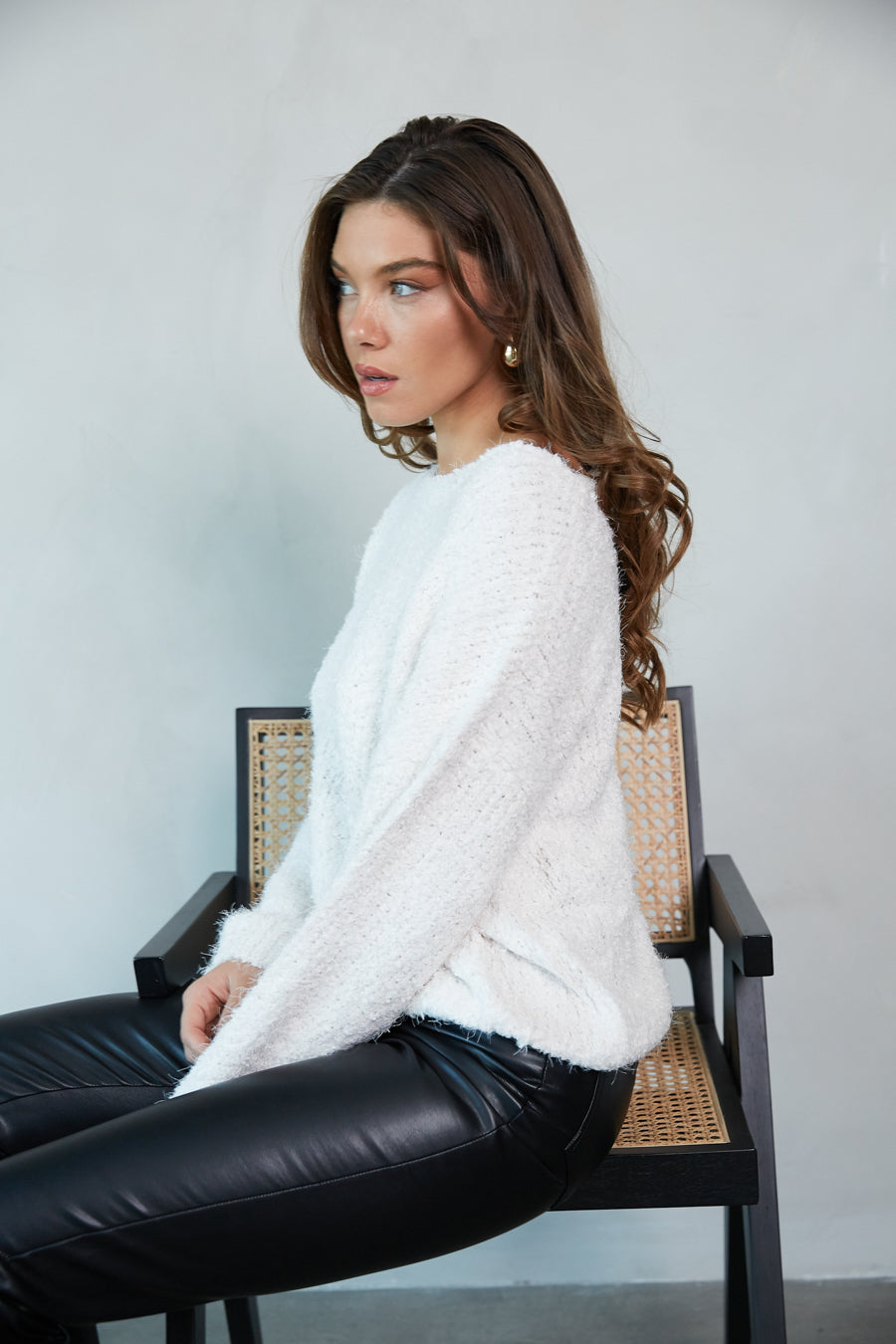 Plush Off-Shoulder Knit