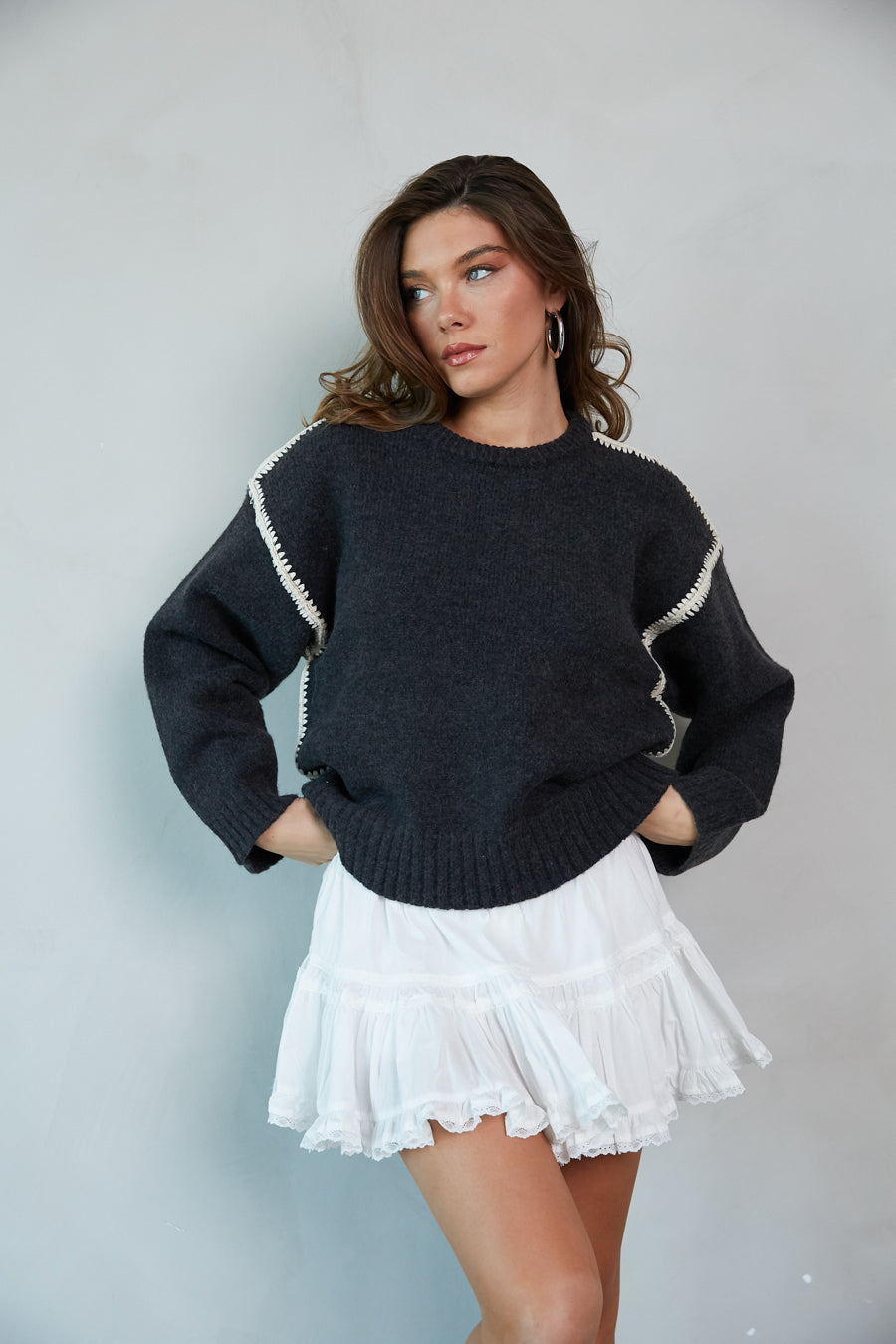 Charcoal Blend Knit Top