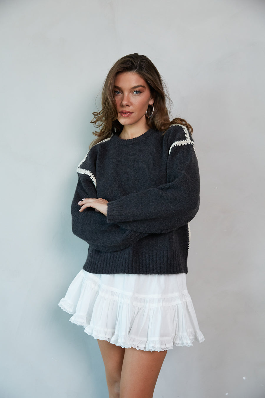 Charcoal Blend Knit Top