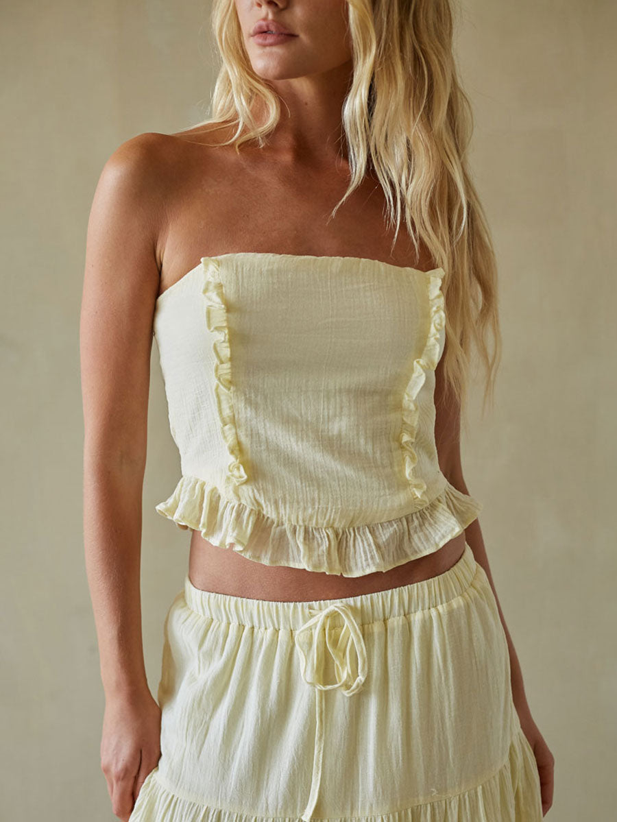 Strapless Ruffle Tube Top