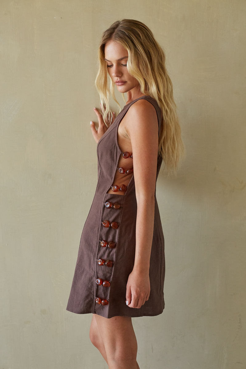 Side-Beaded Cotton Scooped Mini